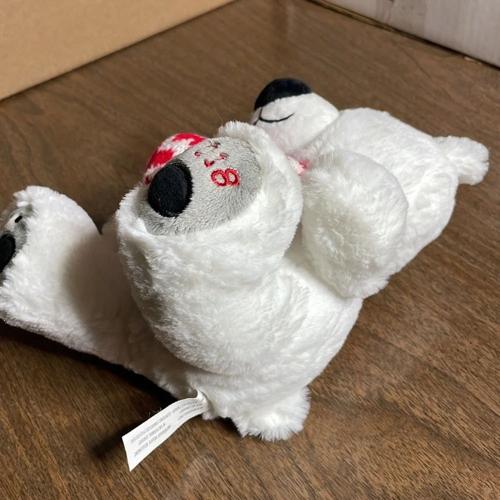 American Greetings 2018 Plush‎ Bear, White, Red & White Scarf, 9